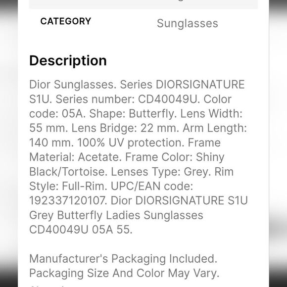 Dior Signature S1U 26A1 Butterfly Sunglasses - Picture 8 of 15